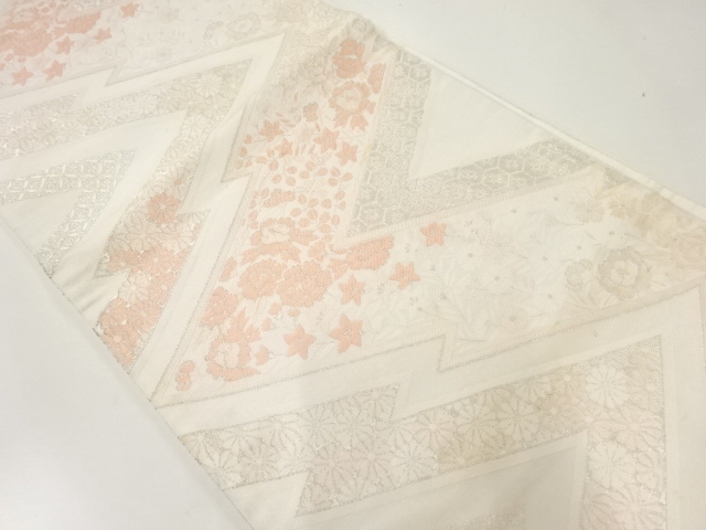 アンティーク　花古典柄模様織出し袋帯（材料）